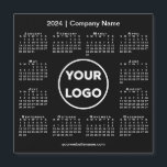 Modern 2024 Calendar Company Logo on Black Magnet<br><div class="desc">Create your own modern 2024 calendar magnetic card featuring your company logo, name, and business website or contact info. Replace the sample logo, name, and text with your own in the sidebar. Surrounding your logo is a small white 2024 calendar on a black background. Your logo can be a circle,...</div>