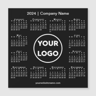 Modern 2024 Calendar Company Logo on Black Magnet