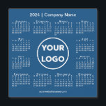 Modern 2024 Calendar Company Logo on Blue Magnet<br><div class="desc">Create your own modern 2024 calendar magnetic card featuring your company logo, name, and business website or contact info. Replace the sample logo, name, and text with your own in the sidebar. Surrounding your logo is a small white 2024 calendar on a blue background. Your logo can be a circle,...</div>