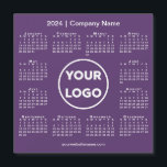 Modern 2024 Calendar Company Logo on Purple Magnet<br><div class="desc">Create your own modern 2024 calendar magnetic card featuring your company logo, name, and business website or contact info. Replace the sample logo, name, and text with your own in the sidebar. Surrounding your logo is a small white 2024 calendar on a purple background. Your logo can be a circle,...</div>