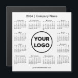 Modern 2024 Calendar Company Logo on White Magnet<br><div class="desc">Create your own modern 2024 calendar magnetic card featuring your company logo, name, and business website or contact info. Replace the sample logo, name, and text with your own in the sidebar. Surrounding your logo is a small black 2024 calendar on a white background. Your logo can be a circle,...</div>