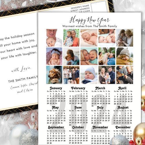 Modern 2024 Calendar Family Photo Collage MInimal Holiday Postcard