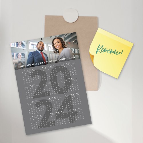 Modern 2024 Calendar Holiday Photo Magnetic Card