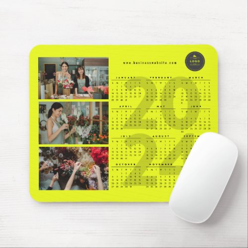 Modern 2024 Calendar New Year Minimalist 3 Photo Mouse Pad