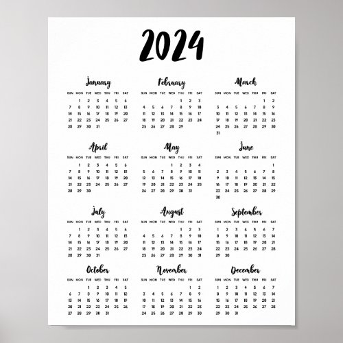 Modern 2024 calendar poster