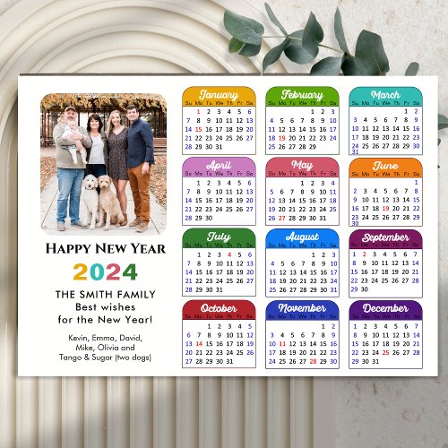 Modern 2024 Colorful Calendar Chic Photo Magnetic