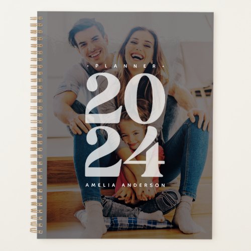 Modern 2024 Create Your Own Photo  Black Overlay Planner