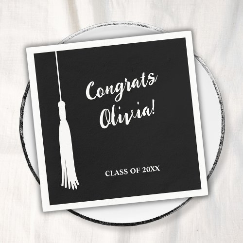 Modern 2024 Grad Tassel Personalized Graduation  Napkins