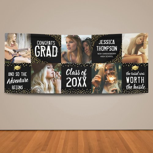 Modern 2024 Graduate Black  Gold Photo Banner