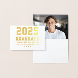 Modern 2024 Graduate Custom Graduation Photo Gold Foil Card