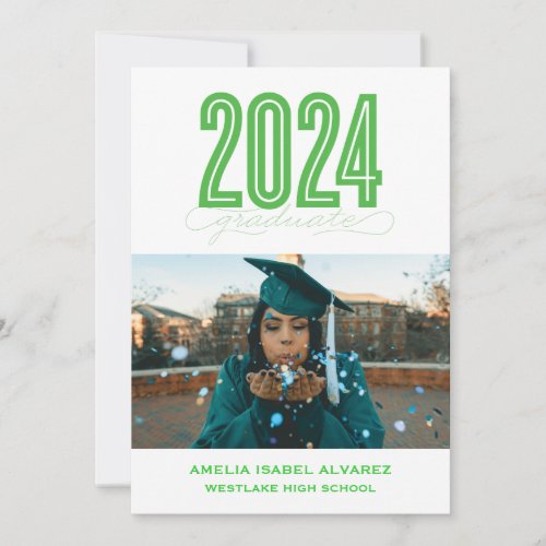 MODERN 2024 GRADUATE  PHOTO GRADUATION INVITATION