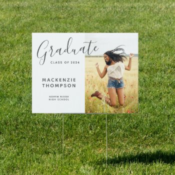Modern 2024 Graduation Announcement Photo Yard Sign by dulceevents at Zazzle