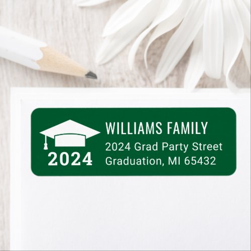Modern 2024 Green Graduation Return Address Label