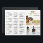 Modern 2024 Magnet Photo Calendar Black White Gold<br><div class="desc">This modern 2024 magnetic calendar in minimalist style is easy to customize with personal photos to create a unique keepsake for your loved ones. The black and white design with colorful pictures and golden text looks stylish and clear. Click "Personalize this template" and upload your photos to get the result...</div>