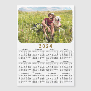 Modern 2024 Magnetic Photo Calendar Black White