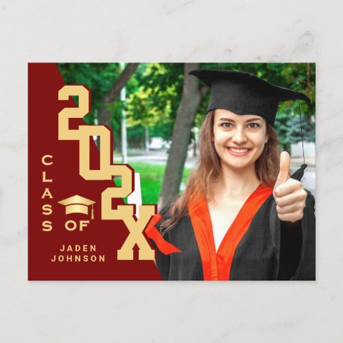 Modern 2024 PHOTO Grad Graduation Party Invitation Postcard