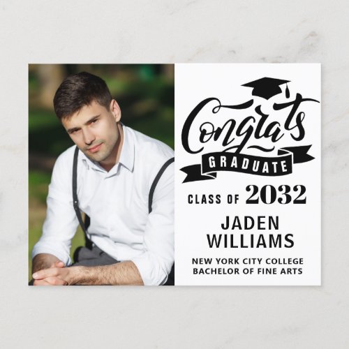 Modern 2024 PHOTO Graduation Party Invitation Postcard