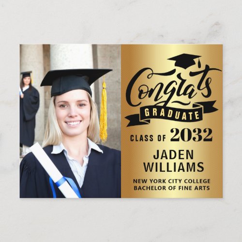 Modern 2024 PHOTO Graduation Party Invitation Postcard