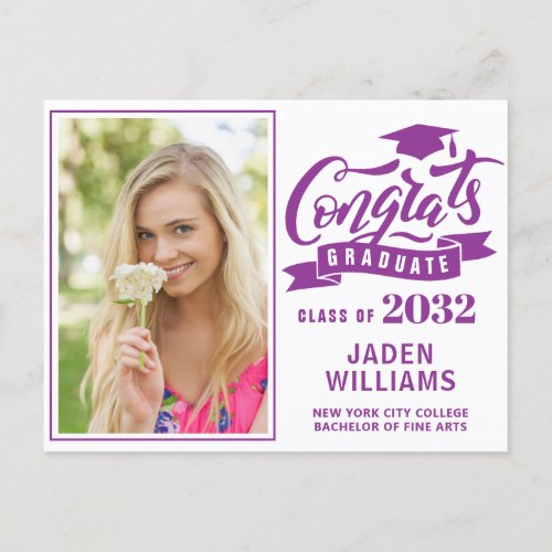 Modern 2024 PHOTO Graduation Party Invitation Postcard