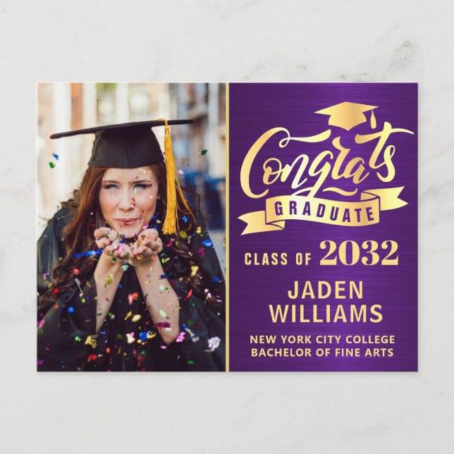 Modern 2024 PHOTO Graduation Party Invitation Postcard (Front)