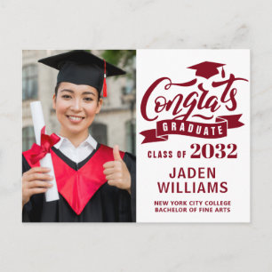 Modern 2024 PHOTO Graduation Party Invitation Postcard