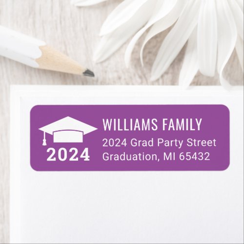 Modern 2024 Purple Graduation Return Address Label