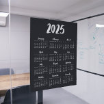 Modern 2025 Black calendar Poster<br><div class="desc">A modern and simple black poster calendar for the year 2025.</div>