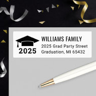 Modern 2025 Black White Graduation Return Address Label