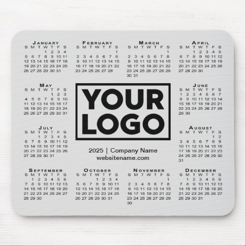 Modern 2025 Calendar Business Company Logo Gray Mouse Pad