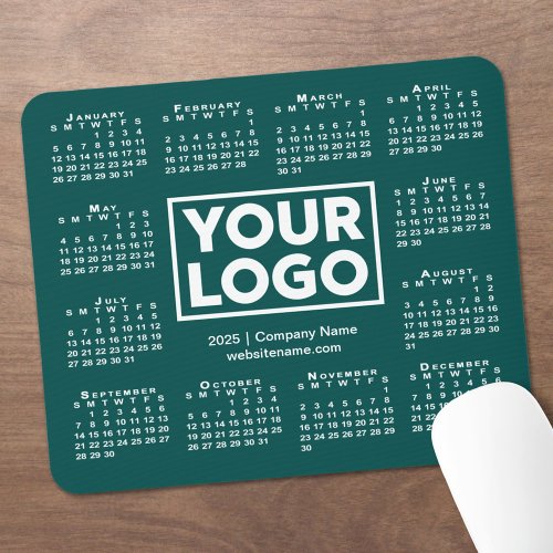 Modern 2025 Calendar Business Logo Blue_Green Mouse Pad