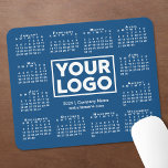 Modern 2025 Calendar Business Logo Blue Mouse Pad<br><div class="desc">Modern 2025 calendar mouse pad features your company logo, name and business website in the middle surrounded by a white calendar on a blue background. Replace the sample logo, name, and text with your own in the sidebar. Your logo can be any shape. If you want the background color to...</div>