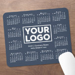 Modern 2025 Calendar Business Logo Navy Blue Mouse Pad<br><div class="desc">Modern 2025 calendar mouse pad features your company logo, name and business website in the middle surrounded by a white calendar on a navy blue background. Replace the sample logo, name, and text with your own in the sidebar. Your logo can be any shape. If you want the background color...</div>