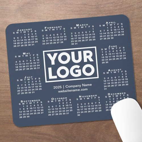 Modern 2025 Calendar Business Logo Navy Blue Mouse Pad