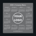 Modern 2025 Calendar Company Logo Dark Gray Magnet<br><div class="desc">Create your own modern 2025 calendar magnetic card featuring your company logo, name, and business website or contact info. Replace the sample logo, name, and text with your own in the sidebar. Surrounding your logo is a small white calendar on a dark gray background. Your logo can be a circle,...</div>