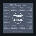 Modern 2025 Calendar Company Logo Navy Blue Magnet<br><div class="desc">Create your own modern 2025 calendar magnetic card featuring your company logo, name, and business website or contact info. Replace the sample logo, name, and text with your own in the sidebar. Surrounding your logo is a small white calendar on a navy blue background. Your logo can be a circle,...</div>