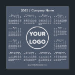 Modern 2025 Calendar Company Logo Navy Blue Magnet<br><div class="desc">Create your own modern 2025 calendar magnetic card featuring your company logo, name, and business website or contact info. Replace the sample logo, name, and text with your own in the sidebar. Surrounding your logo is a small white calendar on a navy blue background. Your logo can be a circle,...</div>