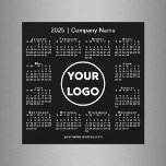 Modern 2025 Calendar Company Logo on Black Magnet<br><div class="desc">Create your own modern 2025 calendar magnetic card featuring your company logo, name, and business website or contact info. Replace the sample logo, name, and text with your own in the sidebar. Surrounding your logo is a small white calendar on a black background. Your logo can be a circle, square,...</div>