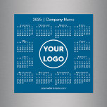 Modern 2025 Calendar Company Logo on Blue Magnet<br><div class="desc">Create your own modern 2025 calendar magnetic card featuring your company logo, name, and business website or contact info. Replace the sample logo, name, and text with your own in the sidebar. Surrounding your logo is a small white calendar on a blue background. Your logo can be a circle, square,...</div>