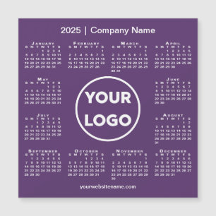 Modern 2025 Calendar Company Logo on Purple Magnet