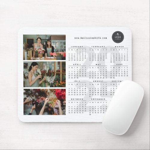 Modern 2025 Calendar New Year Minimalist 3 Photo Mouse Pad