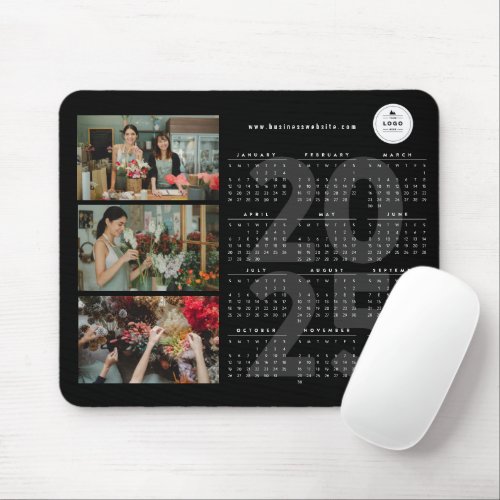 Modern 2025 Calendar New Year Minimalist 3 Photo Mouse Pad