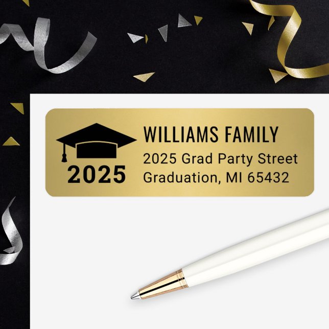 Modern 2025 Gold Graduation Return Address Label (Creator Uploaded)