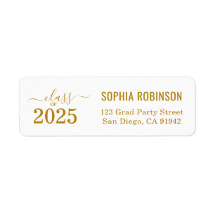 Modern 2025 Gold Script Typography Graduation Label