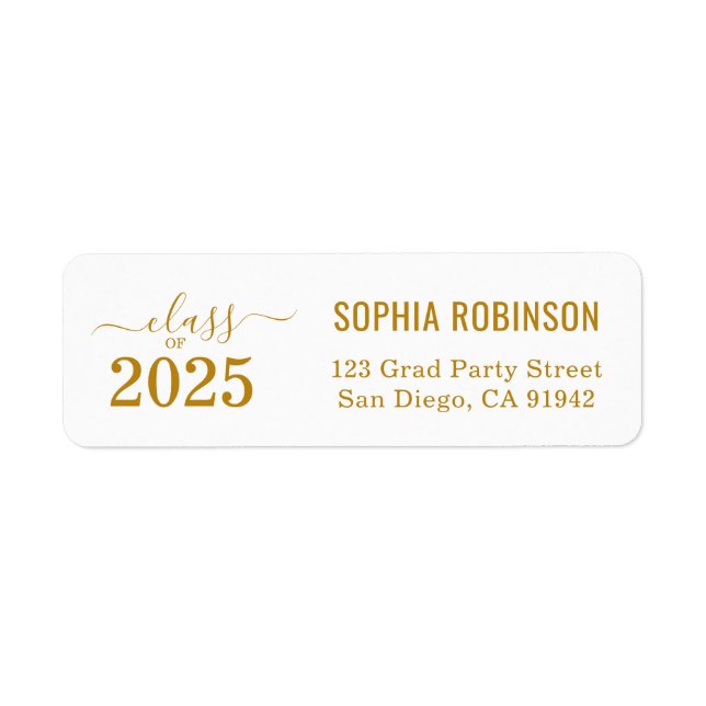Modern 2025 Gold Script Typography Graduation Label (Front)