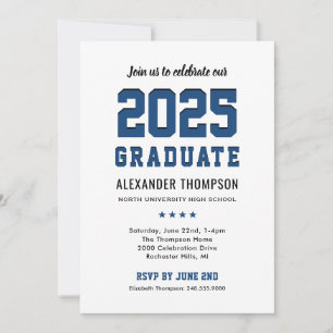 Modern 2025 Graduate Blue Graduation Party Invitation