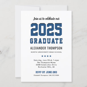 Modern 2025 Graduate Blue Graduation Party Invitation