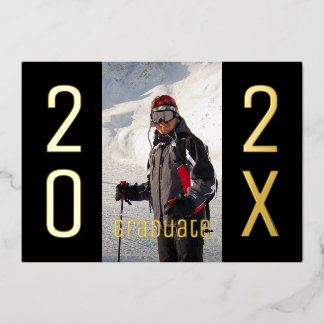 Modern 2025 Graduate Photo Graduation Party Gold Foil Invitation