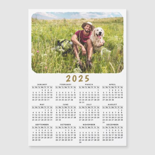 Modern 2025 Magnetic Photo Calendar Black White