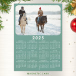 Modern 2025 Magnetic Photo Calendar Teal Green<br><div class="desc">This modern minimalist style 2025 magnetic calendar is easy to customize with a personal photo to create a unique keepsake for loved ones. Click the "Personalize" button and change the photo to get the result with the same stylish frame-look edges around the picture. This design in teal green and white...</div>