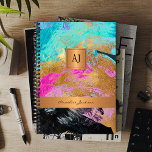 Modern 2025 monogram black gold elegant office planner<br><div class="desc">Stylish abstract colorful modern art pattern with gold metallic glitter and black accents making an elegant monogrammed glam office school yearly professional planner or appointment book. Personalize it with your name, monogram name initials, and text on the front and backside! Can be a keepsake gift for a manager, business owner,...</div>